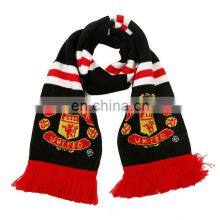 Fashionable Knitted Jacquard Scarf Wholesale Custom Logo Winter Scarf Fan Sports Soccer Football Fan Scarfs