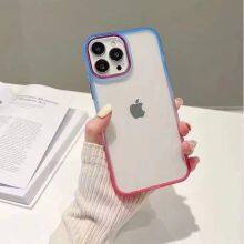 Metal Button Gradient Frame For Iphone 13 Pro Max Hd Transparent 11/12/14 Tpu Two-color Mobile Phone Case 7/8p/X Cover For Girl thumbnail-5