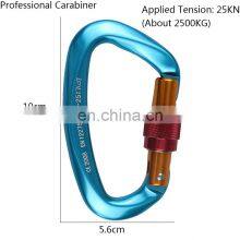 Wholesale Good Quality D Shape Lightweight Aluminum Climbing Carabiner With Snap Lock Aluminium Metal Mini Screw Lock Rock Climb thumbnail-3