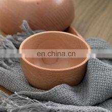 Wholesale Natural Round Wooden Serving Bowls Wood Soup Rice Snack Tableware Bamboo Salad Bowl thumbnail-5