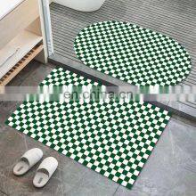 New Absorbent Shower Floor Small Diatomite Kitchen Checkered Pink Spa Bathroom Mat Rug thumbnail-5
