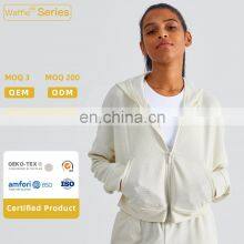 Waffle Patter Full Zip Hoodies Women Tiktok Sweatshirts Oversized Workout Sport Jackets