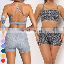 New Cross Back Sports Bra High Waist Butt Lift Leggings Yoga Suit Wholesale Gym Fitness Sets 2 Piece Yoga Set For Women thumbnail-2