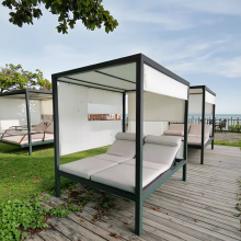 2-seater Day Bed Sofa Aluminum Sun Lounger Pergola Adjustable Height of the Seat thumbnail-1