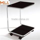 Black Square Glass Top End Table Design