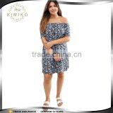 High Quality Boho Offer Shoulder Plus Size Summer Women Dress With Print thumbnail-1