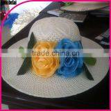 2015 Fashion Summer Flower Bowknot Beach Wholesale Lady White Hat thumbnail-4