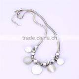 Elegant Real White Gold Plated Semiround Simulated Pearl and Opal Real Snake Chain Necklace & Pendant for Women Girls Jewelry thumbnail-1