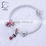EULNY Wholesale 925 Sterling Silver Slasp Chinese New Year 3mm Leather Bracelet thumbnail-1