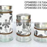 CP049SB2 round glass jar with weaved coating