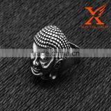 In Stock Custom Band Polished Stainless Steel Vintage Buddha Face Shape Fashion Men Rings Jewelry thumbnail-4