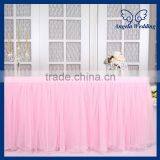 SK005H New Arrival 2015 Beautiful Bridal Ruffled Wedding Pink Tulle Table Skirt thumbnail-2
