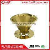 Dishwasher Safe Stable Base Pour Over Stainless Steel Gold Coffee Dripper thumbnail-2