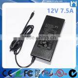 AC 100V-240V To DC 12V 7.5A Switching Power Supply Adapter DC 2.1mm X 5.5mm Plug 12V 7.5A Power Supply