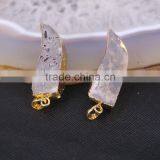 Druzy Quartz Stone Pendant Gold Plated Edged Horn Pendant Jewelry thumbnail-2