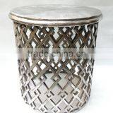 ROUND SIDE STOOL / COFFEE TABLE / CAST ALUMINIUM HAND MADE STOOL TABLE thumbnail-1