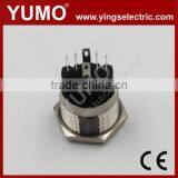 Hot Sale LA19AJS ROHS 19mm Flat Round With Ring LED IP65 Momentary Alternate Pin Terminal 5A/250VAC 5 Pin Push Button Switch thumbnail-2