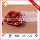 Red Square Plastic Fruit Packaging Food Box With Clear Lid