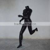 High-End Fiberglass Headless Athletic Running Pose Female Mannequin Metallic Black thumbnail-1