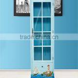 Mediterranean Style Liquor Cabinet, Sailing Boat Handpainting Wooden Drinks Cabinet, Pastoral Living Room Showcase (BF01-X1151) thumbnail-4