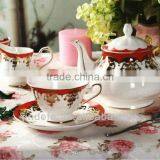 Gold Decal New Bone China Poprcelain 24pcs 17pcs Tea Set thumbnail-1