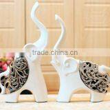 Man-made Electroplated Hollowed-out Ceramic Lover Elephants thumbnail-1