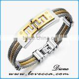 Three Layers Man Bangles Punk Style Silver/Gold Color Stainless Steel The Great Wall Design Men Friendship Jewelry thumbnail-1