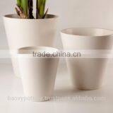 Glazed Indoor Planter in White, Set of 3.