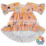 Wholesale Boutique Children Clothing USA Design Custom T Shirt Printing Girls Ruffle Shirts thumbnail-3