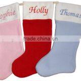 China Set of 3 Colors Personalized Polyester Sock Fabric Christmas Stocking Hangers With Embroidery Name