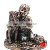 Bronze Boy Hug Dog Statue Child Sculpture thumbnail-1