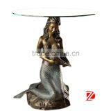 Bronze Mermaid Sculpture Table Base for Home Decoration thumbnail-1