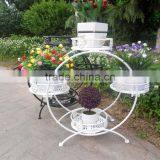 Manufacturer Garden White Display Shelf Round Shape Metal Flower Pot Stand thumbnail-3