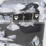Black White Flower Pattern Women Rain Boots With Buckles thumbnail-2