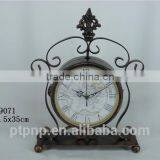 Hot Sale Home Decor Antique Decorative Desk Table Metal Clock Wooden Clock thumbnail-3