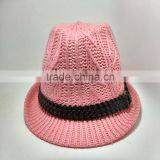 Autumn and Winter Warm Pink Twist Knitted Hat Hat Fla thumbnail-2