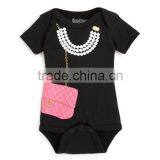 Newborn Baby Clothes Pearl Necklace And Purse Graphic Baby Bodysuit Baby Girls Romper Kids Clothing 2016 HSD5621 thumbnail-3
