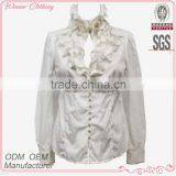 Women Latest Blank Shirt Design New Model Ladies Short Long Sleeve Plain Dyed Daily White Blouse thumbnail-1
