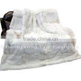CX-D-43 Home Textile Good Quality White Carpet Rex Rabbit Fur Fur Throw Blanket thumbnail-2