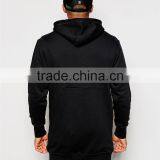 Mens 100% Cotton Pocket Customized Wholesale Plain Black Hoodie thumbnail-4