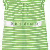 GIRLS GREEN/WHITE STRIPED RUFFLE SLEEVE T SHIRT