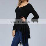 Fashion Blouse Back Lace Design Long Sleeve Korean Blouse For Wholesale 2017 thumbnail-6