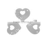 Custom Heart Silver Tone Number 2018 Stainless Steel Cut Out Charms thumbnail-3