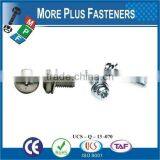 Taiwan M3 M12 M4-0.7 x 35mm DIN 7985 Phillips Drive Pan Head Grade A2 Stainless Steel Machine Screw With Hex Double Lock Washer thumbnail-6