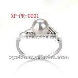 White AAA Freshwater Pear Imitation Rhodium Plated Rings thumbnail-1