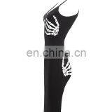 Dropshipping Clothing Sexy Black Strap Skeleton Print Bodycon Bandage Dress Women Dresses thumbnail-6