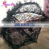 A0256 Gothic lace umbrella black with silver edge