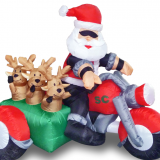 Outdoor Inflatable Santa Claus Riding Motorcycle with Reindeer for Christmas Decoration