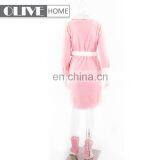 Latest Fashion Pink 100 Cotton Terry Sherpa Coral Fleece Wholesale Bathrobe For Hotel thumbnail-3