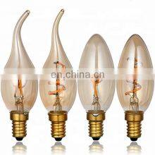 Gold Edison LED Filament Bulb C35 Vintage Spiral Lamp Super Warm Soft Filament Bulb Dimmable